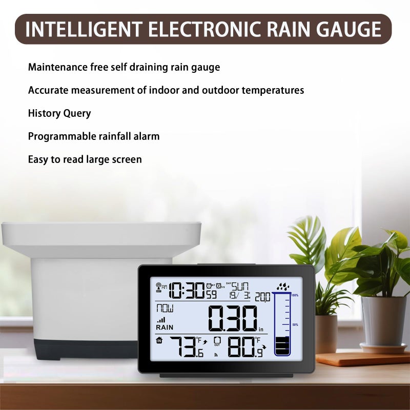 Asenron Wireless Rain Gauge Outdoor  Self-Emptying Digital Rain Gauges Outdoors Best Rated  Electronic Rain Measure Gauge for Garden  Freeze Proof Rain Gauge with Thermometer  Remote Rain Meter for Yard - Image 5